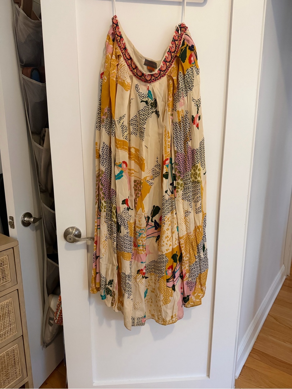 Colorful Maxi Skirt with Mustard & Pink Floral Accent - Picture 2 of 5